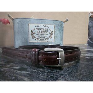 Genuine Cowskin Leather Belt Size 34 with Pewter Tone Classic Belt Buckle